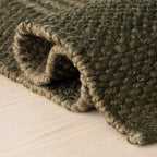 Tiziri Striped Moroccan Hand Woven Jute Rug | Green
