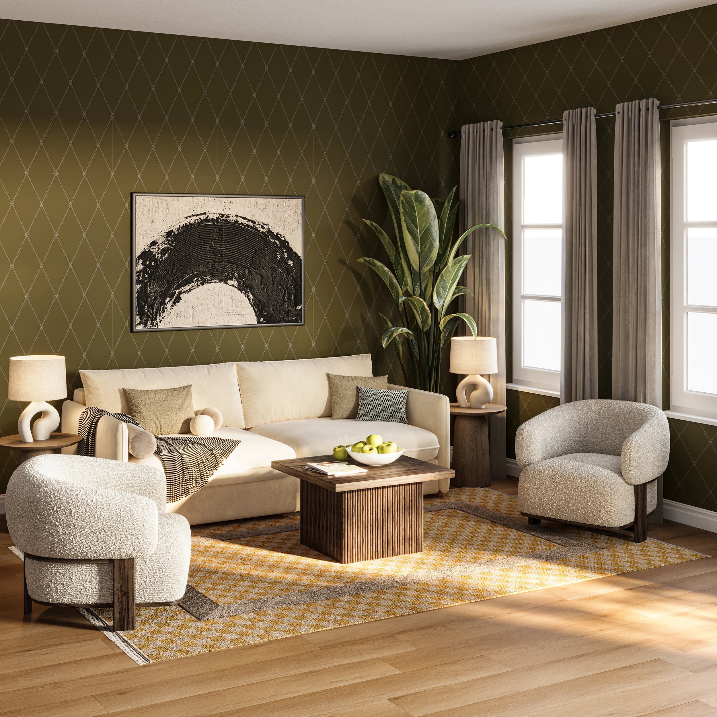 Memphis Modern Checkered Hand Woven Rug | Golden Yellow
