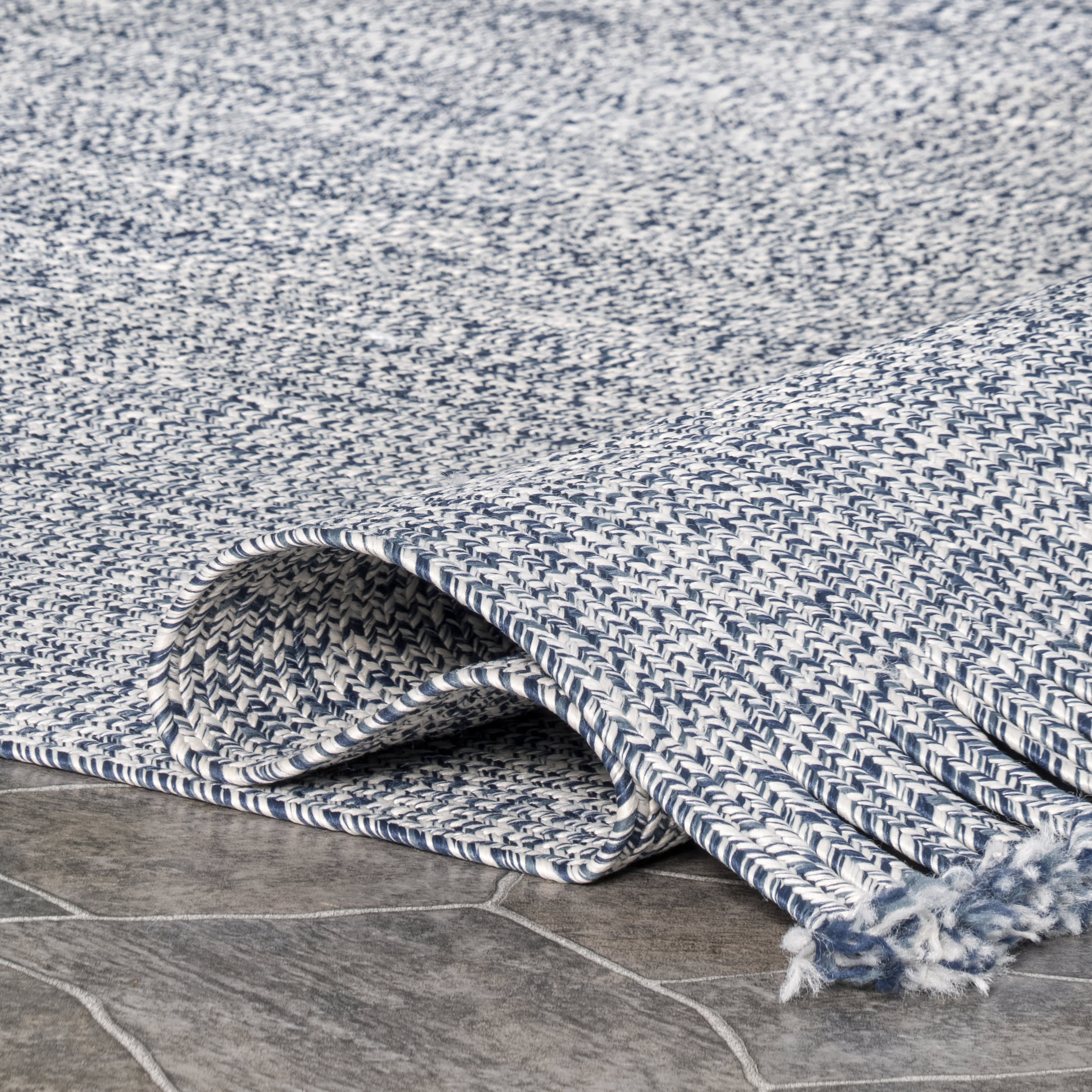 Ashen Braided Tassel Indoor/Outdoor Rug | Blue Secondary image