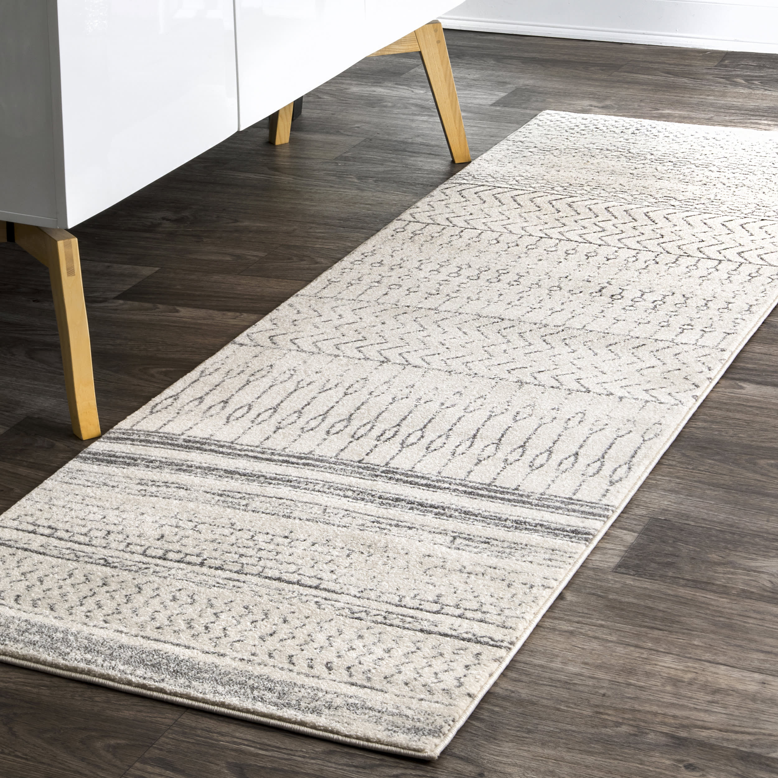 Banded Abacus And Stripes Rug | Grey Secondary image