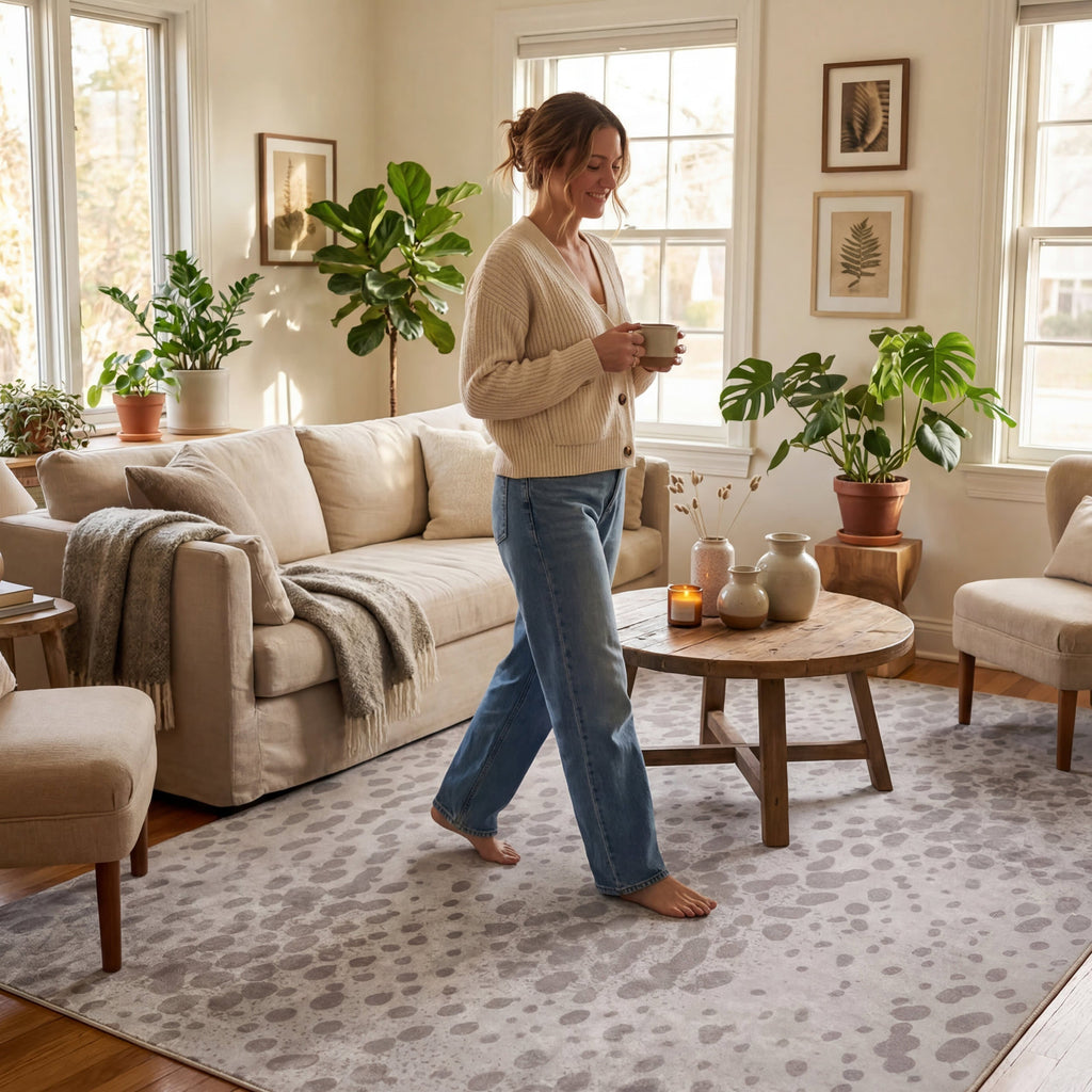 Aricela Modern Animal Print Washable Rug | Taupe