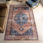 Daisy Spill Proof Washable Persian Rug | Brick