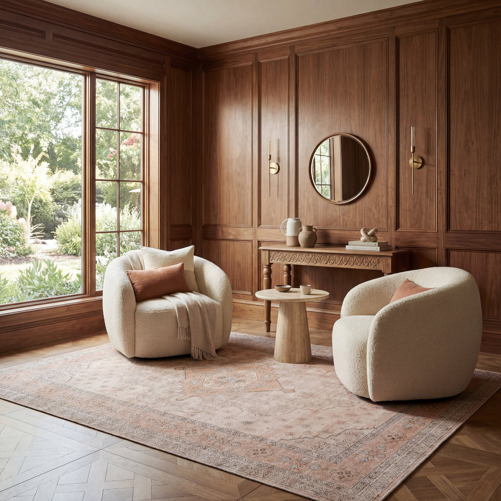 Kanna Oriental and Persian Washable Rug | Peach