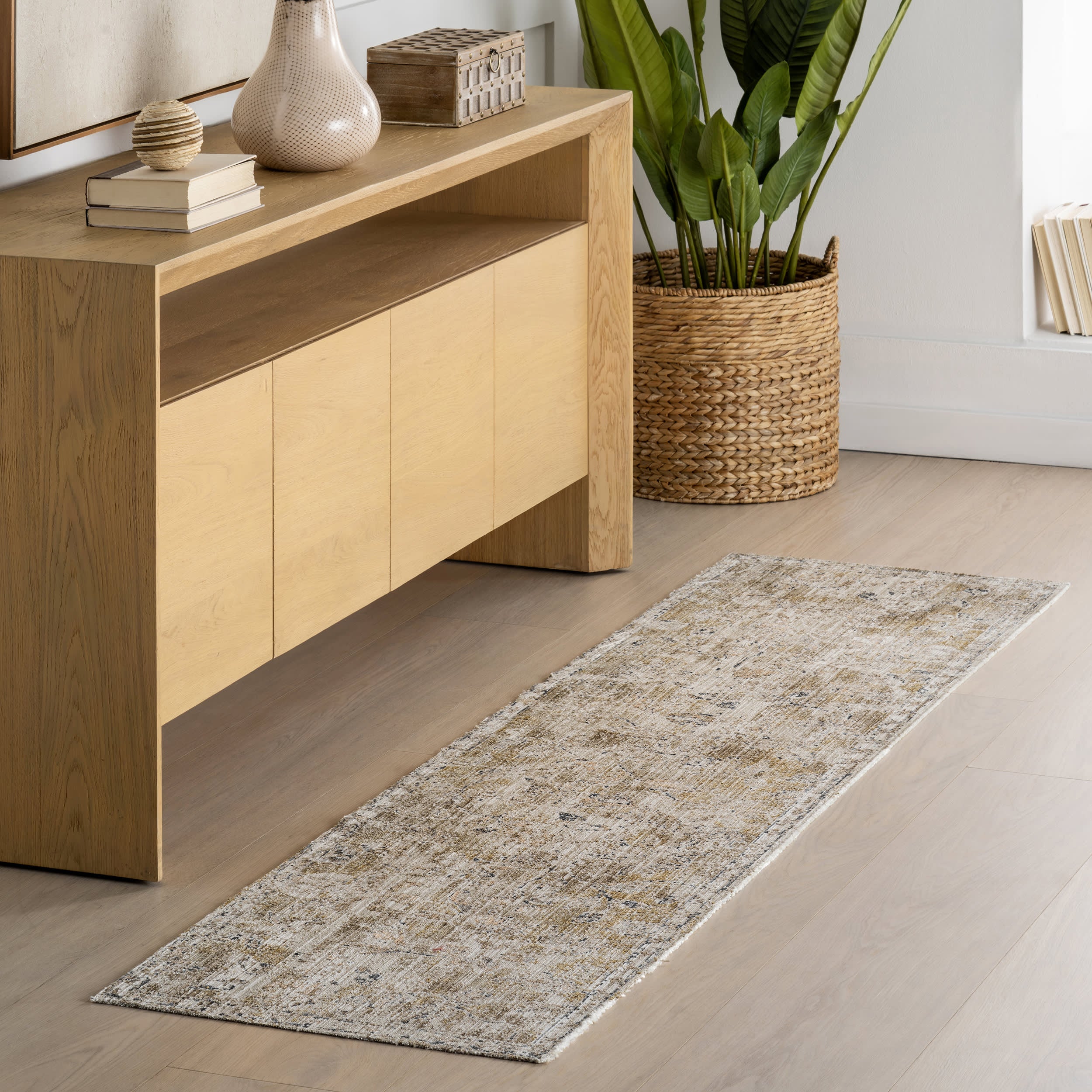 Camile Vintage Washable Indoor/Outdoor Rug | Beige Secondary image