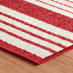 Abby Ticking Machine Washable Rug | Red