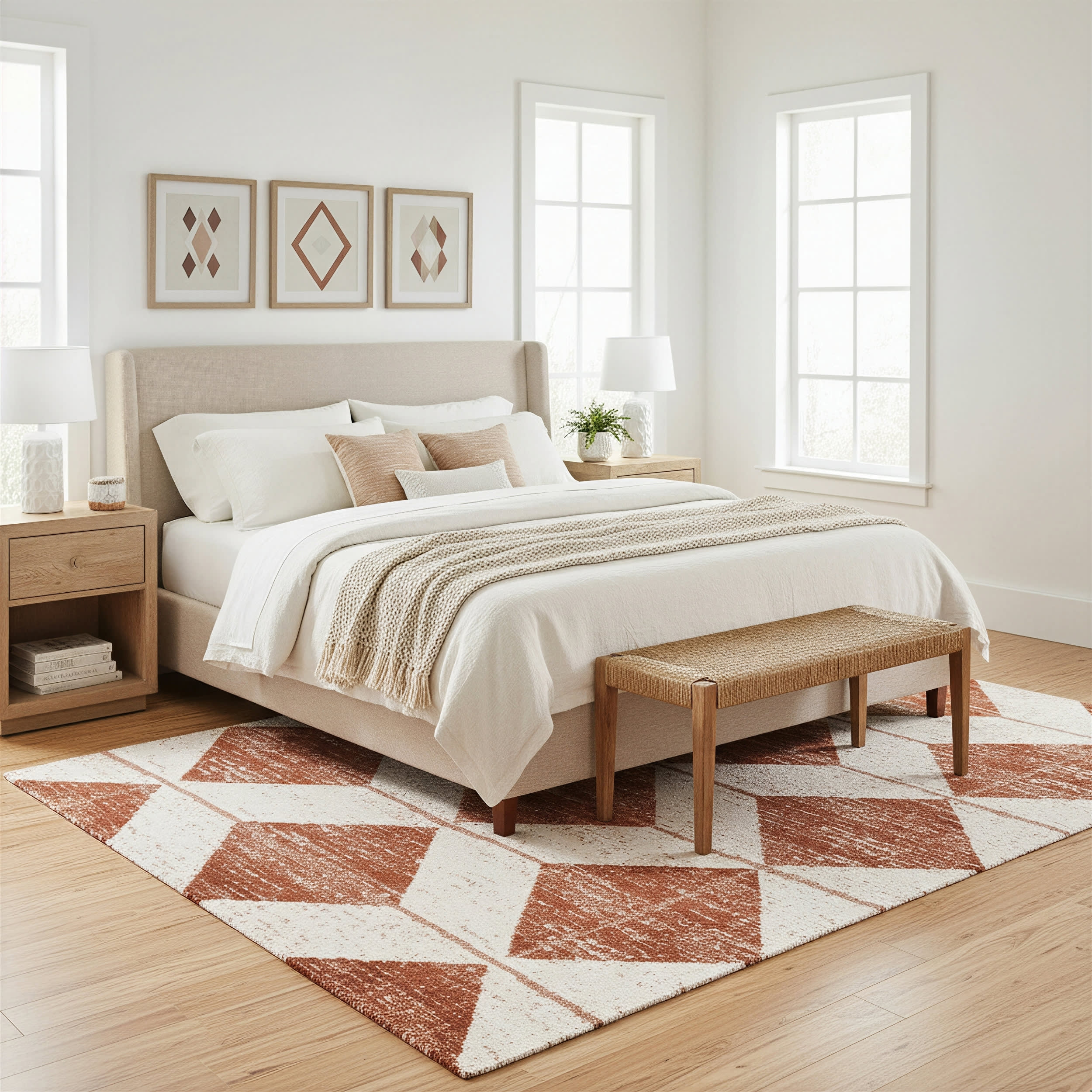 Kaydence Striped Diamonds Rug | Brick
