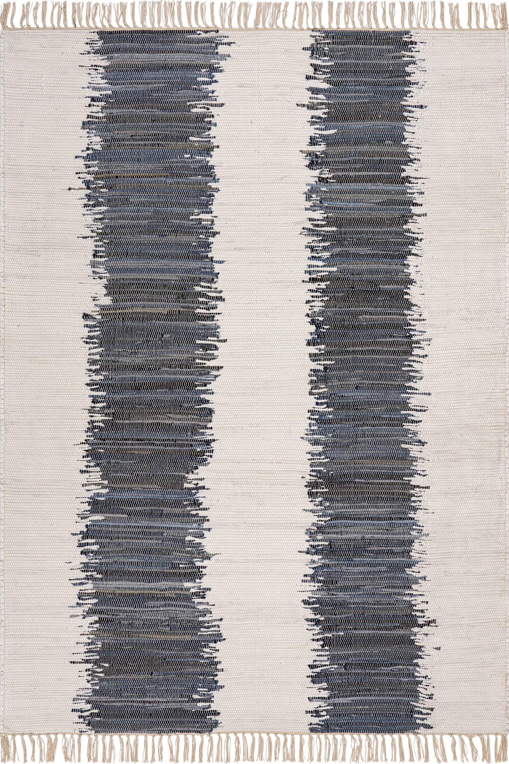 Dahara Denim Bohemian Abstract Rug | White Main image