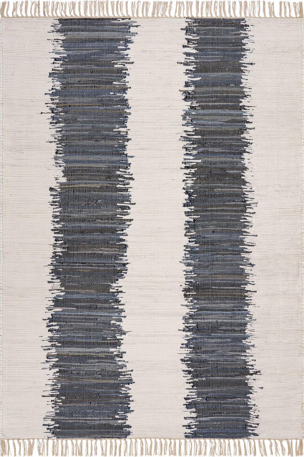 Dahara Denim Bohemian Abstract Rug | White