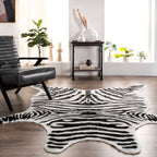 Clara Zebra Washable Rug | Black