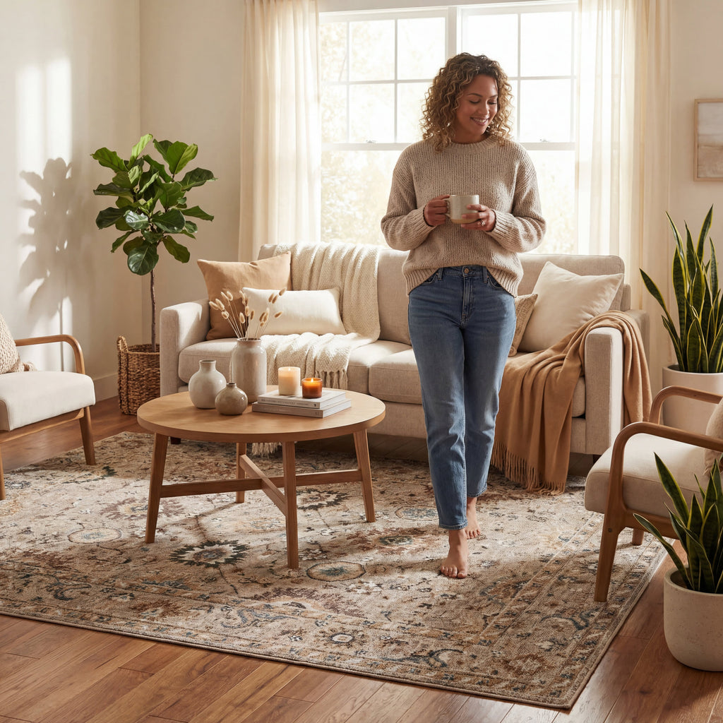 Averina Traditional Bordered Washable Rug | Tapue