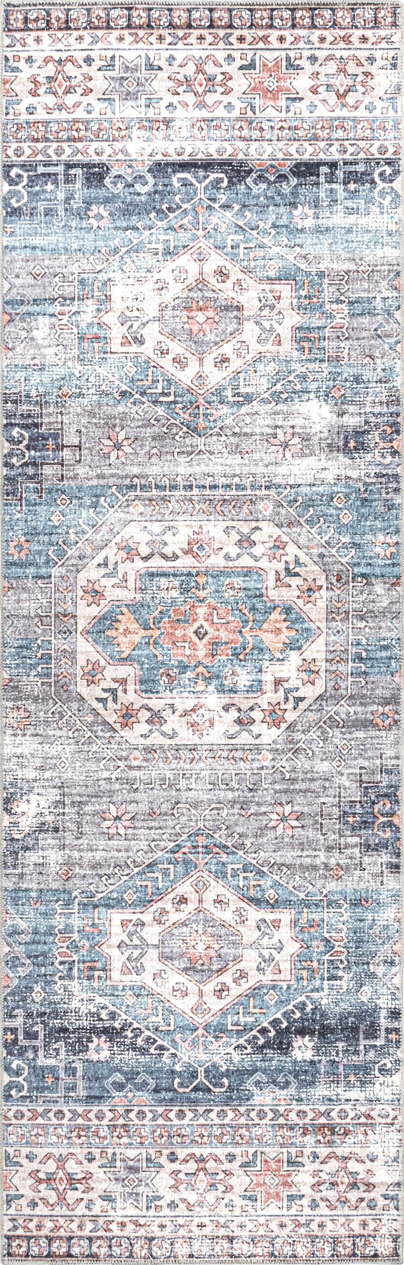 Allison Faded Washable Rug | Blue Main image