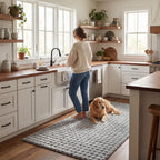 Ivana Checkered Plush Cloud Washable Rug | Silver