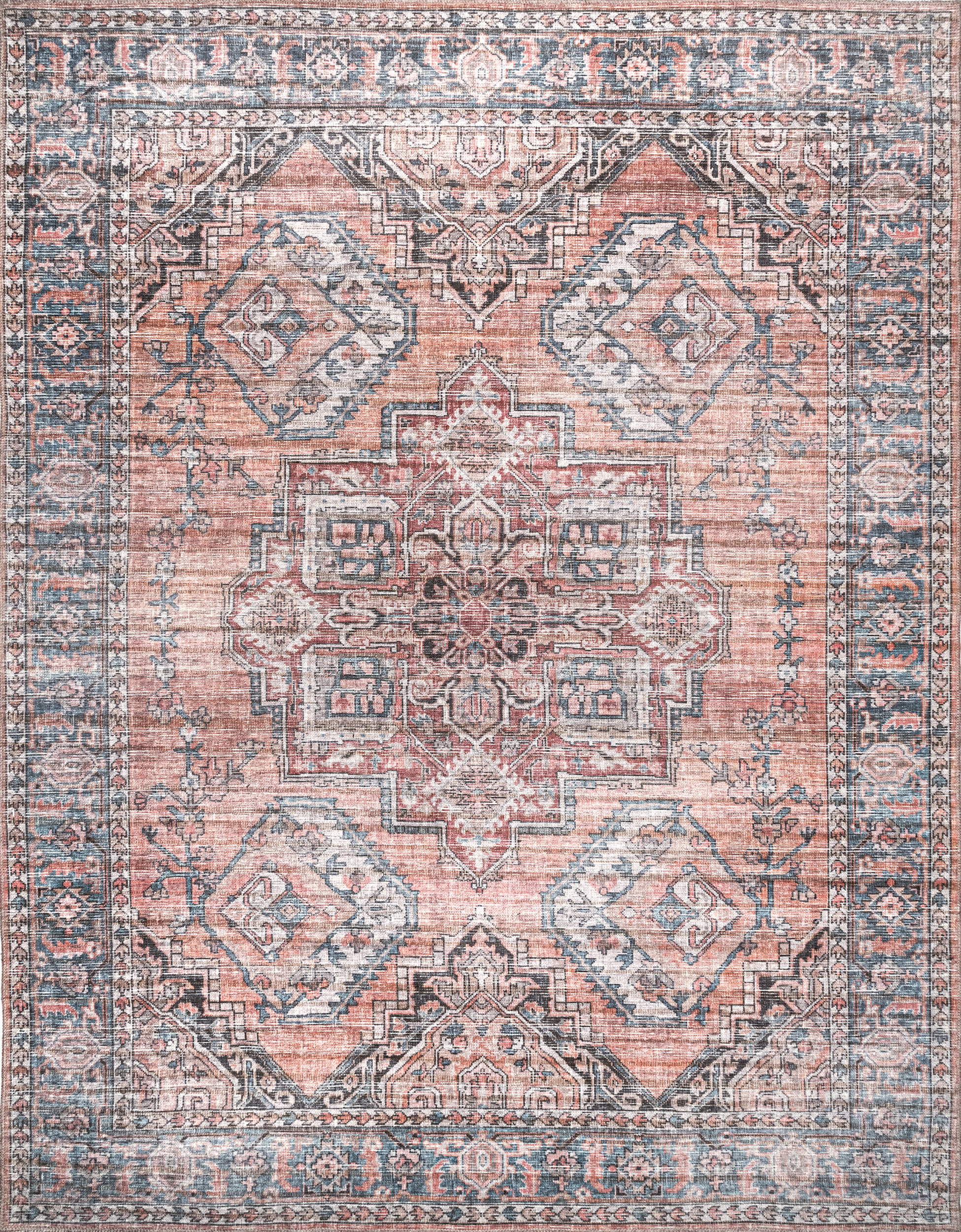 Bri Faded Washable Rug | Rust Main image