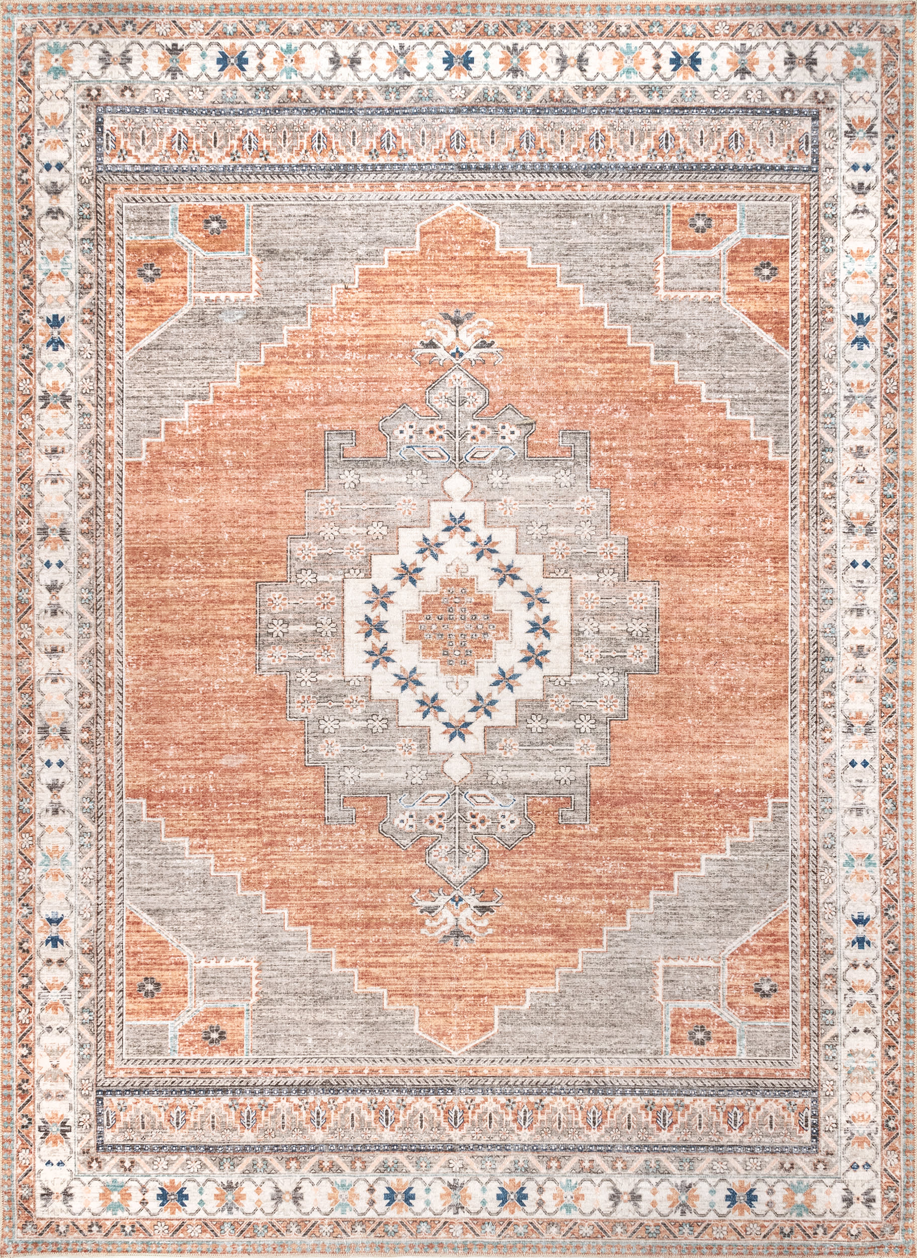 Stellar Medallion Washable Rug | Rust Main image