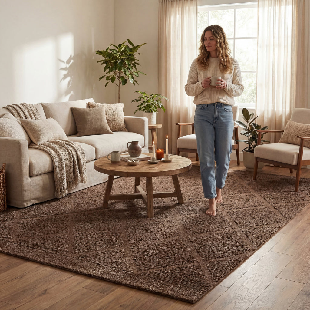 Afra Trellis Bohemian Hand Tufted Wool Rug | Brown