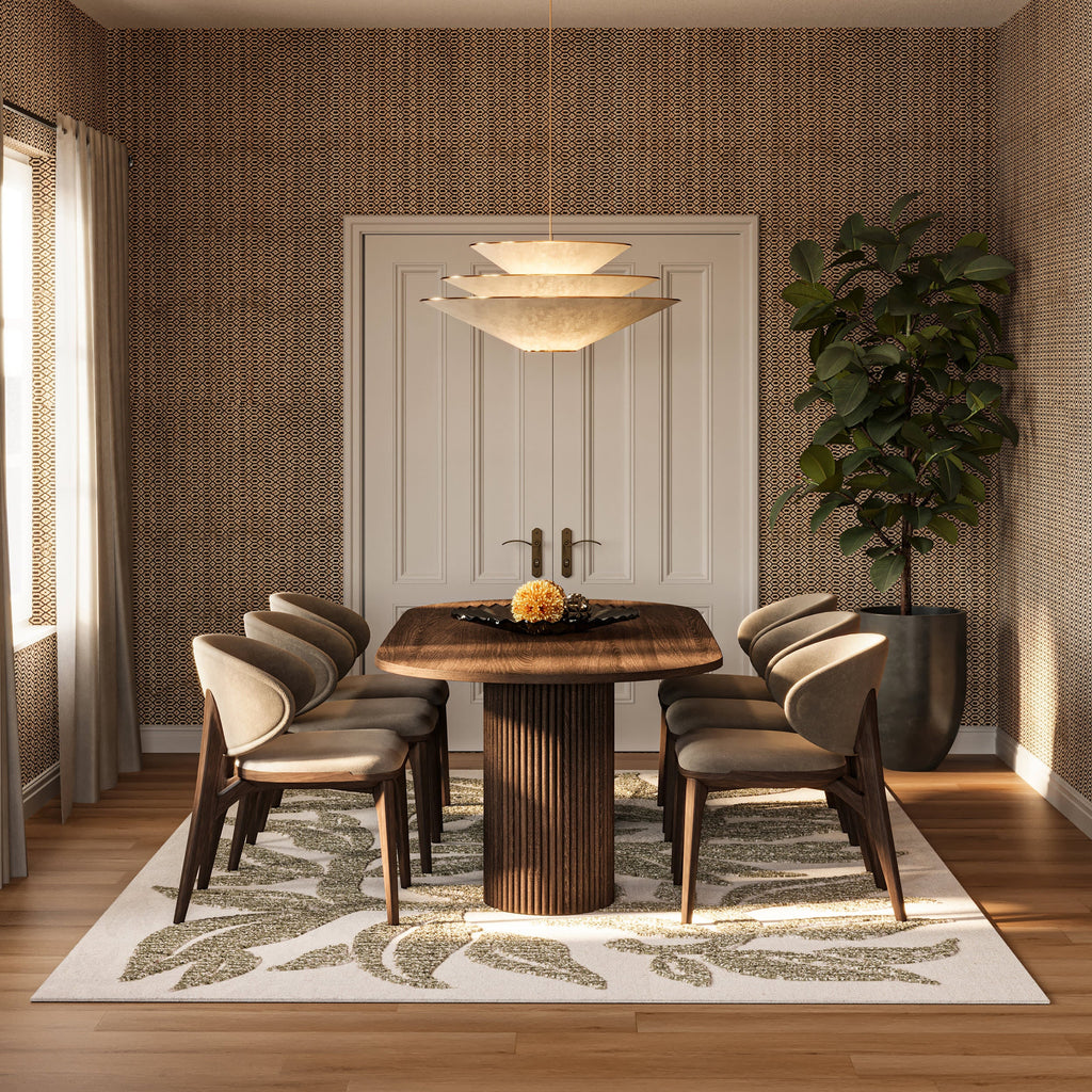 Sage Bohemian Floral Wool Rug | Green