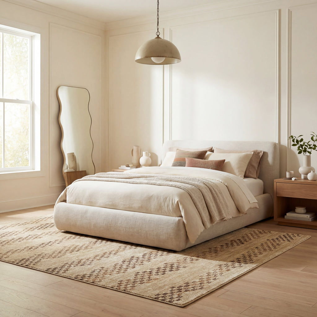 Brumacheck Mid-Century Modern Striped Rug | Tan