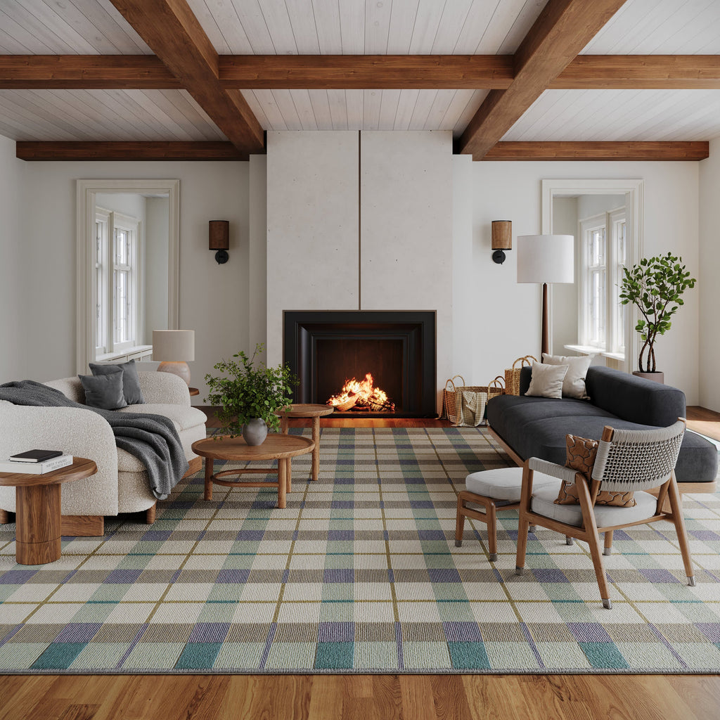 Sundara Modern Plaid Indoor/Outdoor Rug | Grey