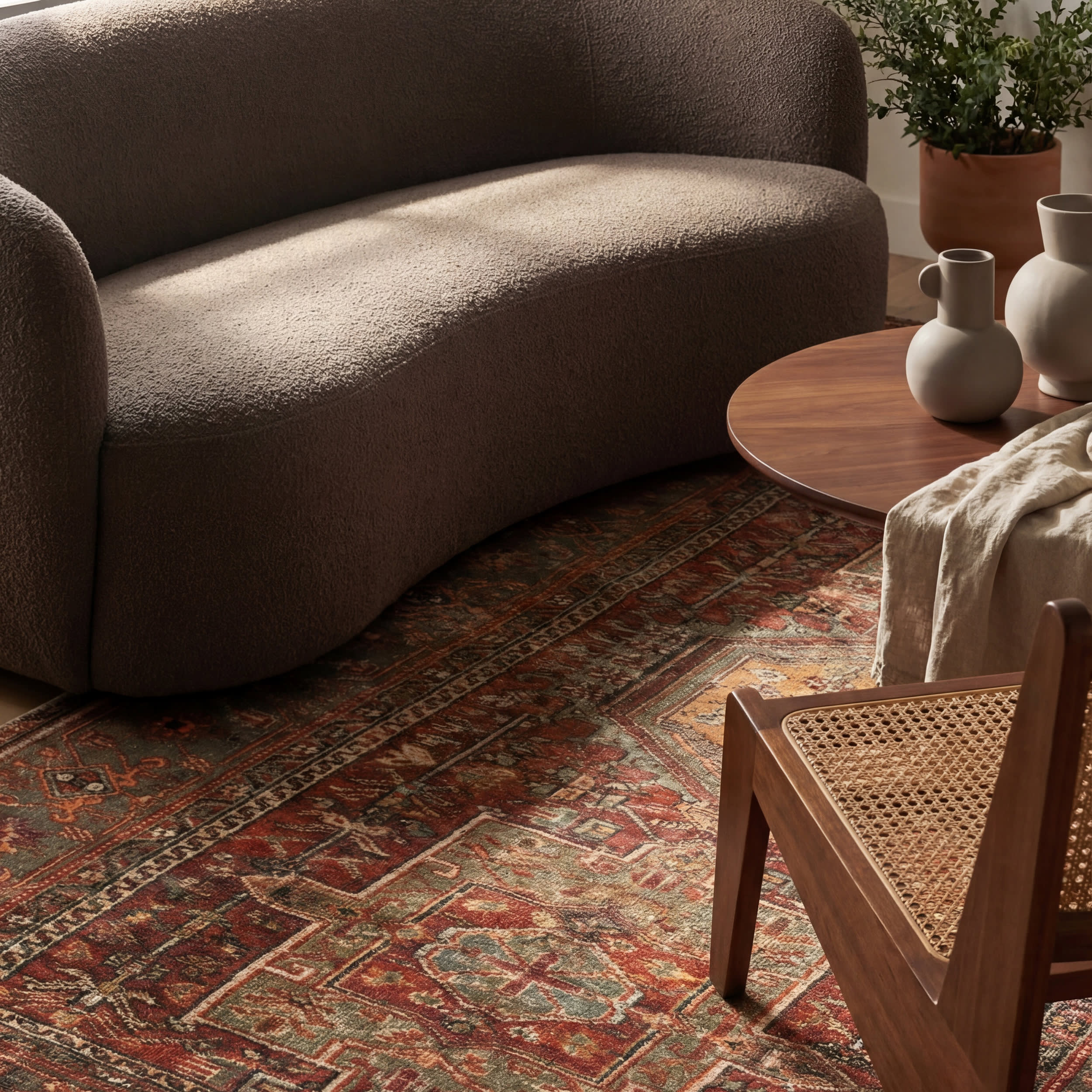 Maid Medallion Washable Rug | Red