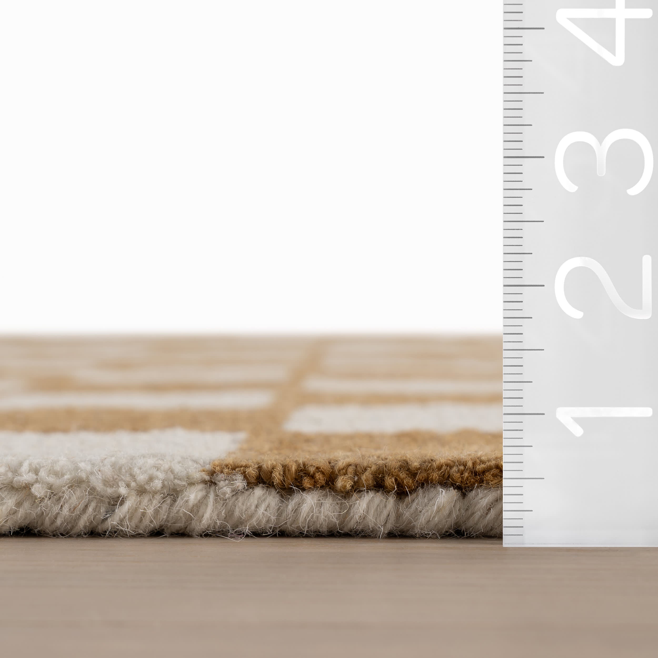 Calina Modern Checkered Indoor Wool Rug | Golden Tan