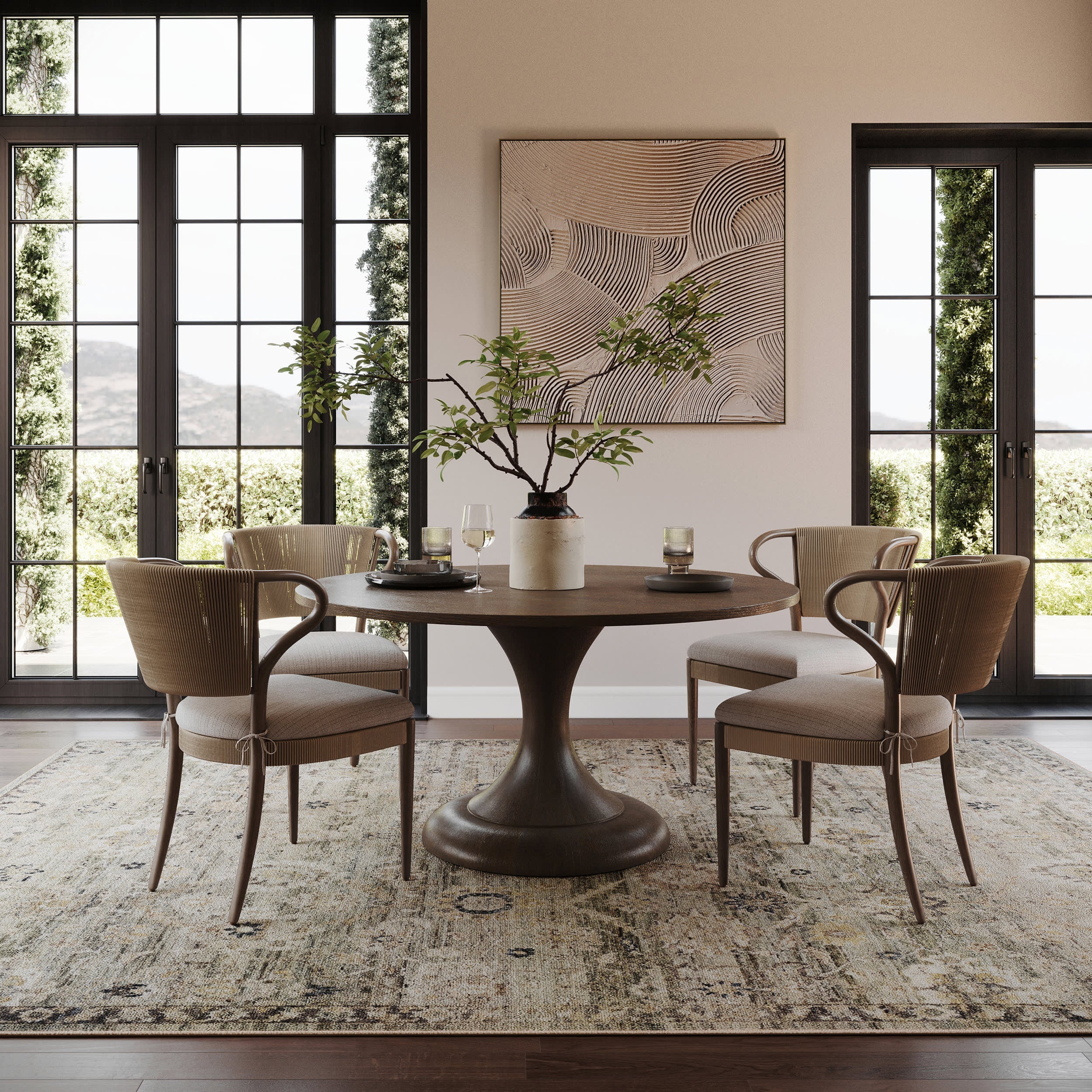 Veloura Traditional Bordered Washable Rug | Green