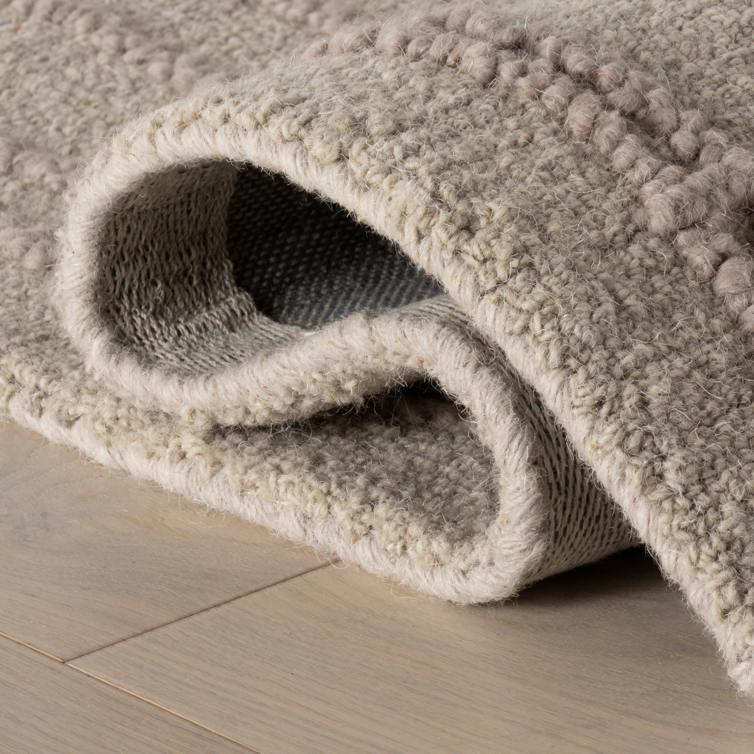 Maivy Bohemian Striped Wool Rug | Grey