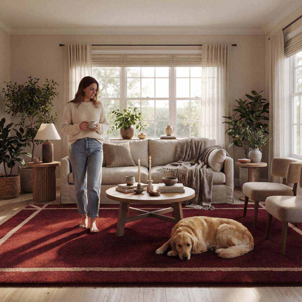 Sivra Bordered Rug | Maroon