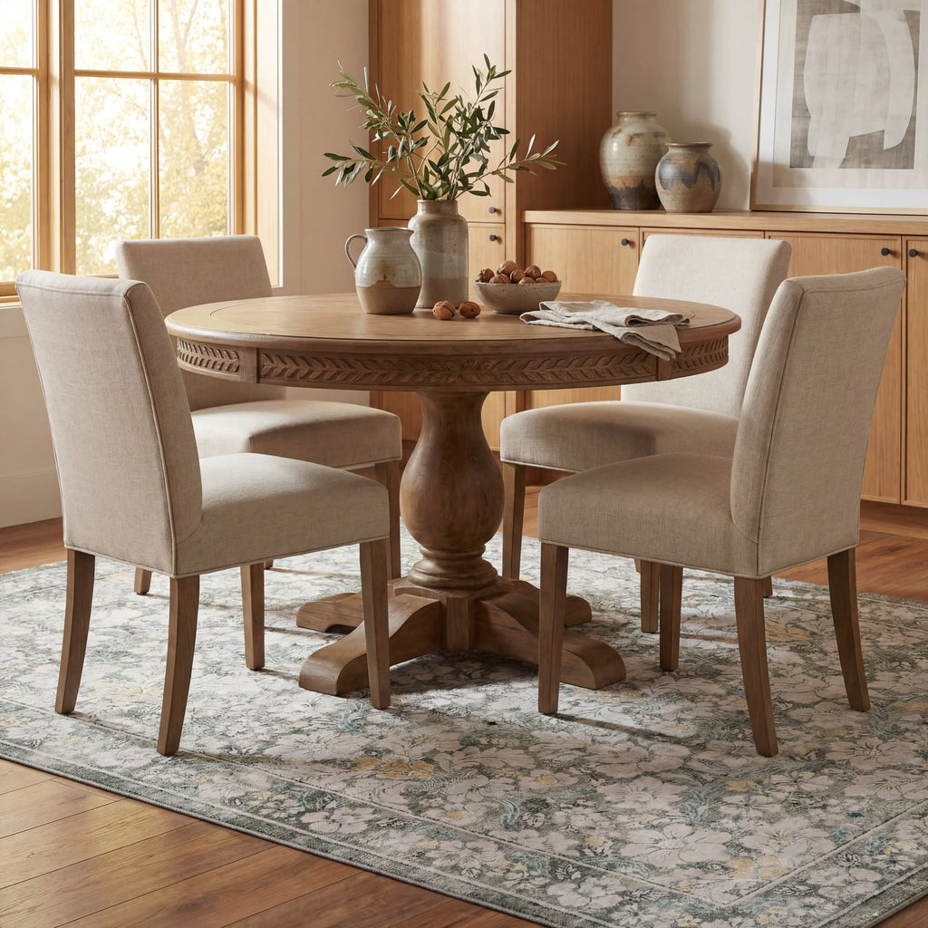 Kinice Traditional Floral Washable Rug | Grey