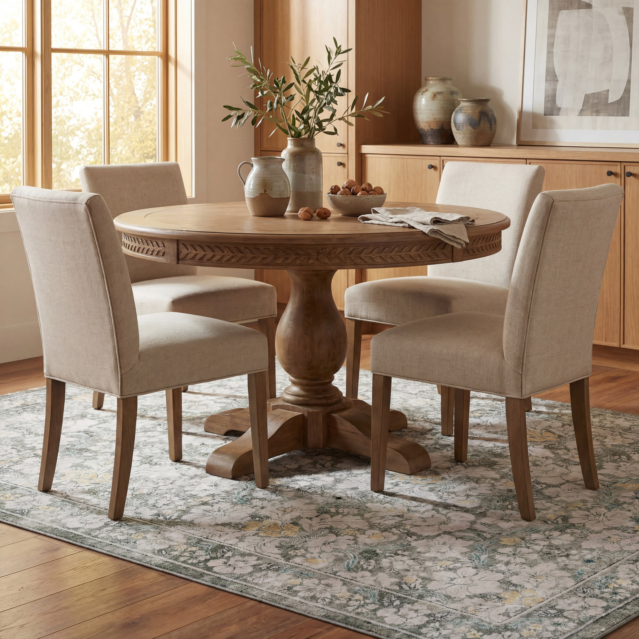 Kinice Traditional Floral Washable Rug | Grey