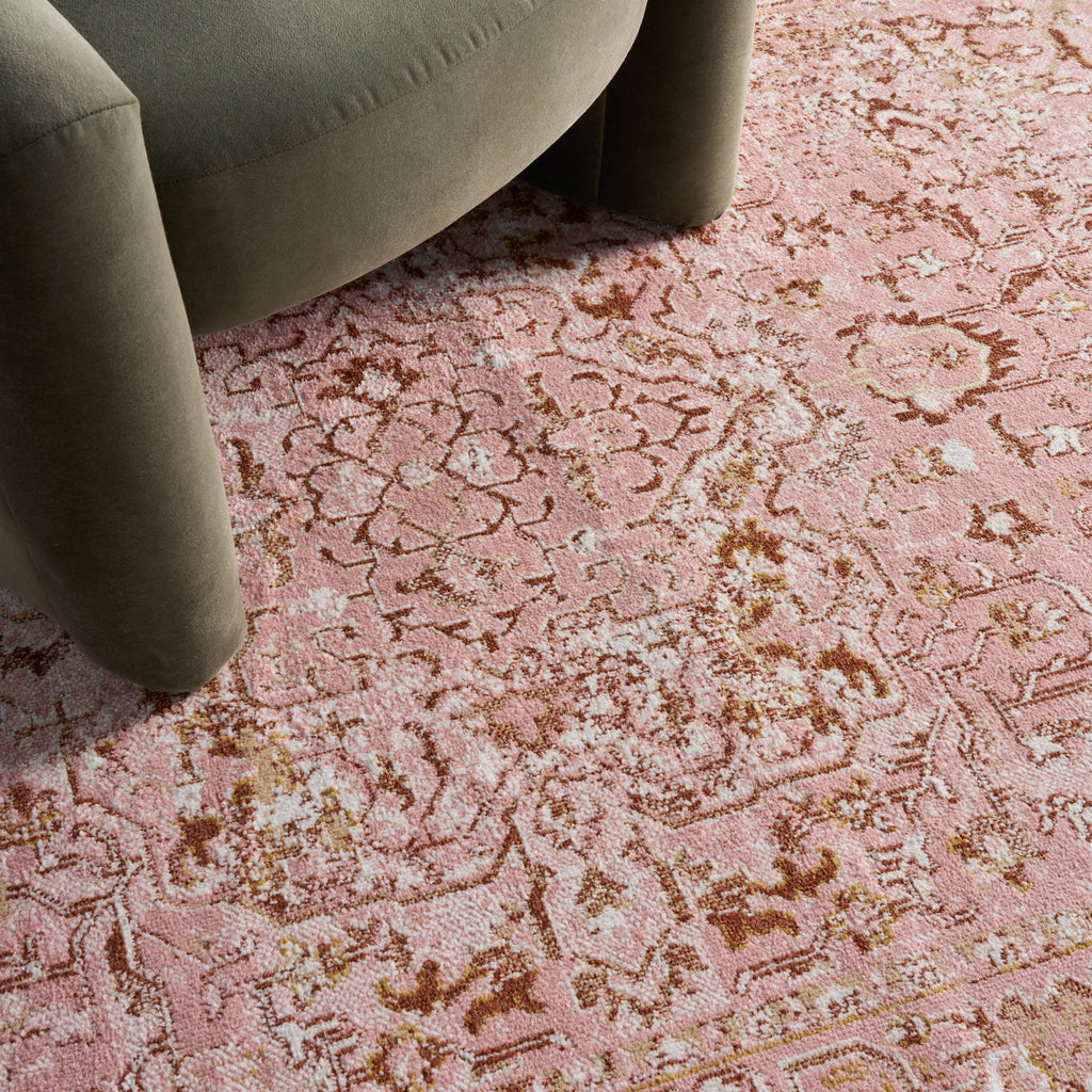 Lianna Washable Vines Rug | Pink