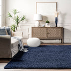 Plush Solid Shaggy Rug | Navy