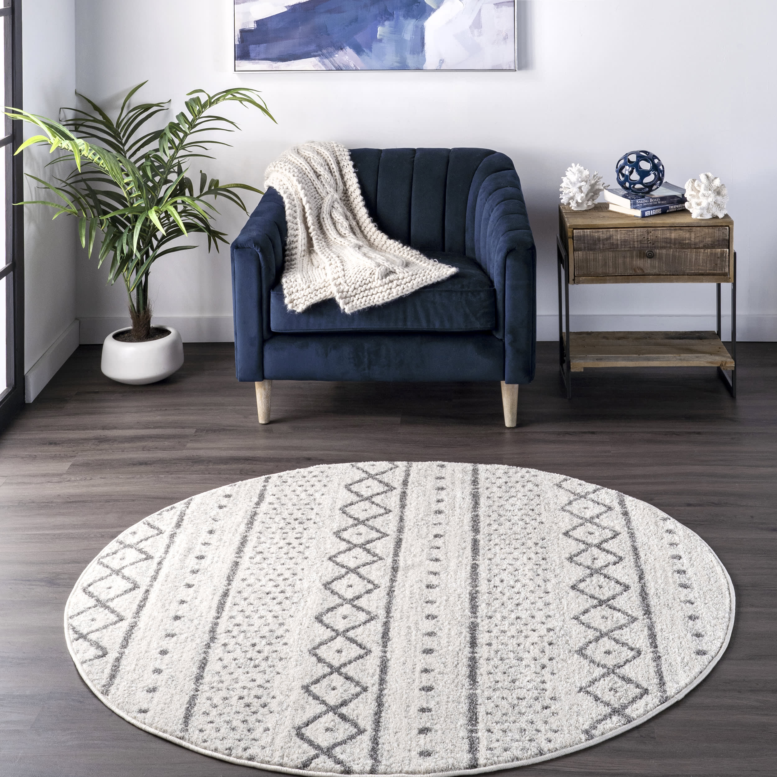 Striped Geometric Rug | Beige Secondary image