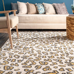 Coraline Leopard Printed Rug | Beige