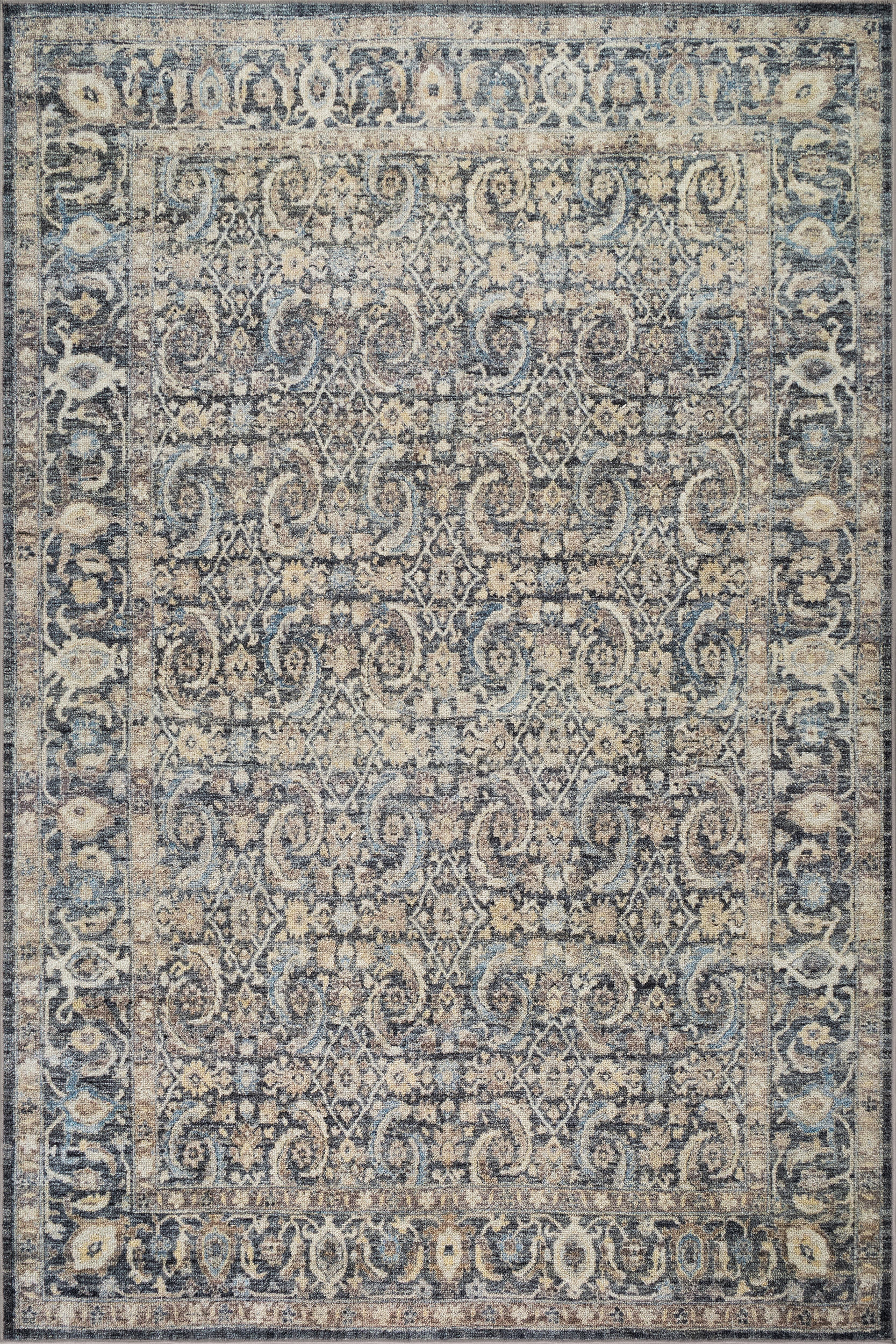 Calvaya Traditional Bordered Washable Rug | Blue Image secondaire du produit