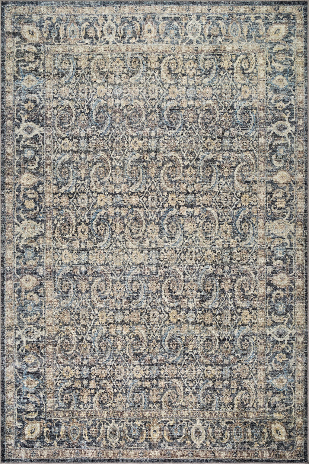 Calvaya Traditional Bordered Washable Rug | Blue