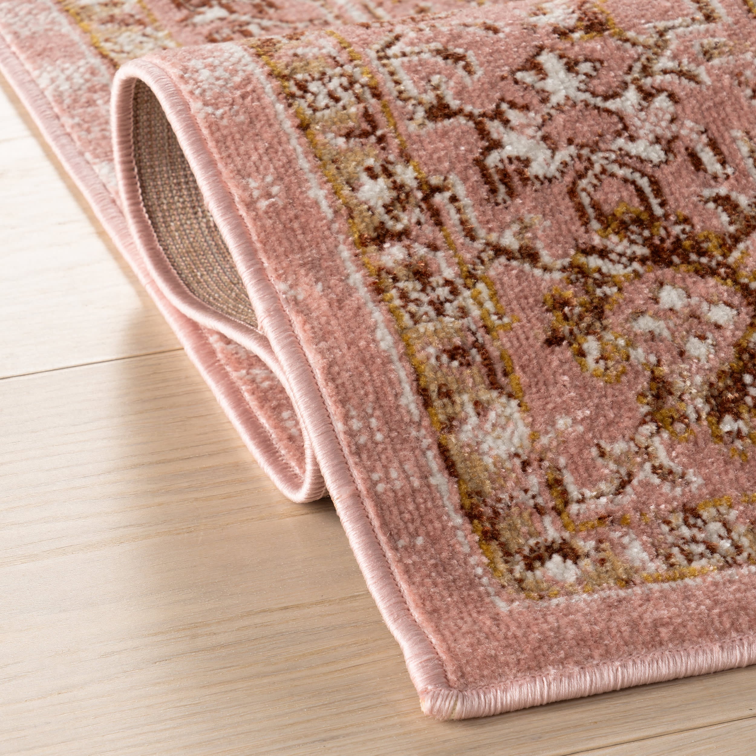 Lianna Washable Vines Rug | Pink