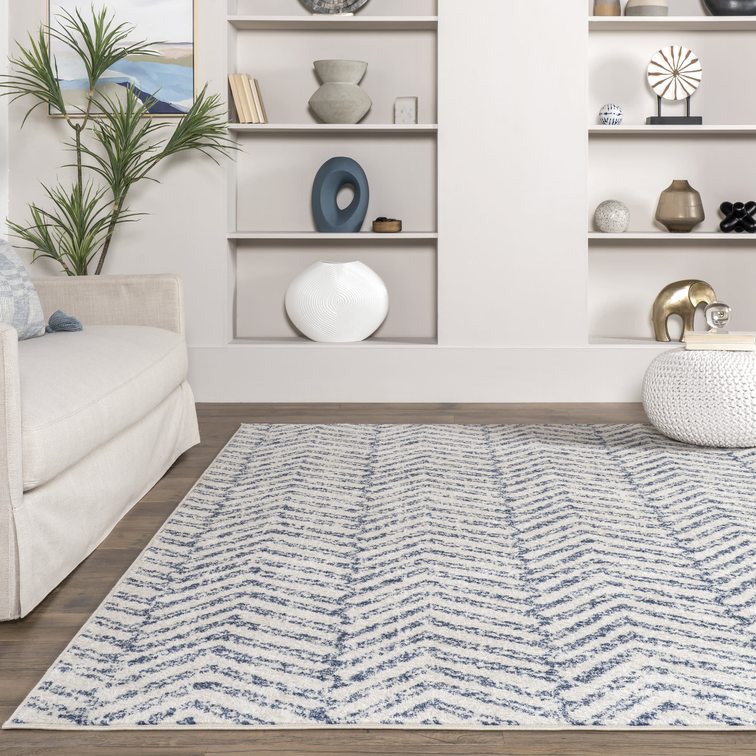 Antique Chevron Rug | Blue