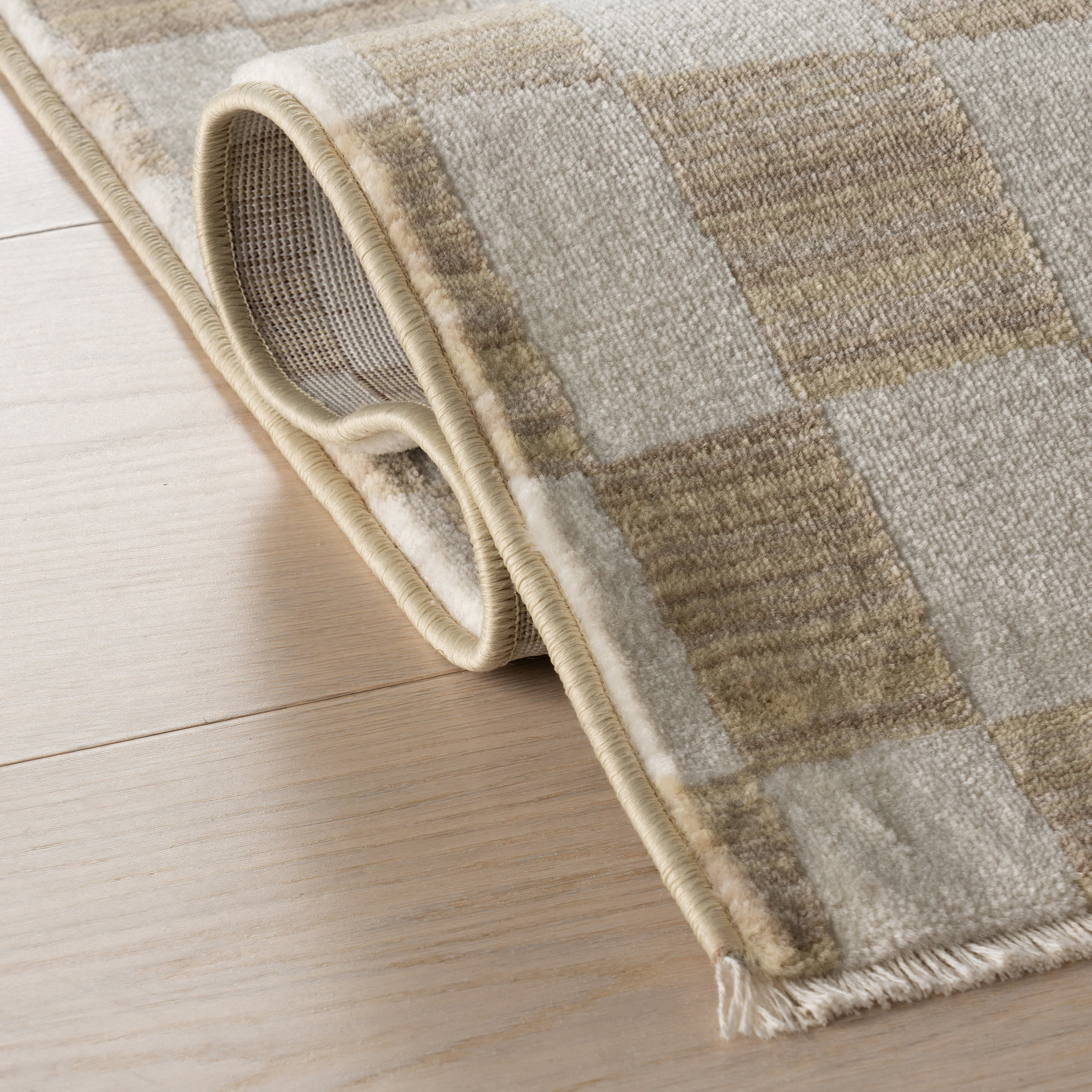 Rasali Checkered Box Rug | Beige