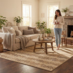 Brumacheck Mid-Century Modern Striped Rug | Tan