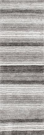 Striped Shaggy Rug | Grey Multicolor