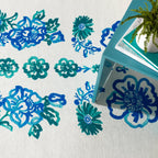 Graphic Gerbera Machine Washable Rug | Teal