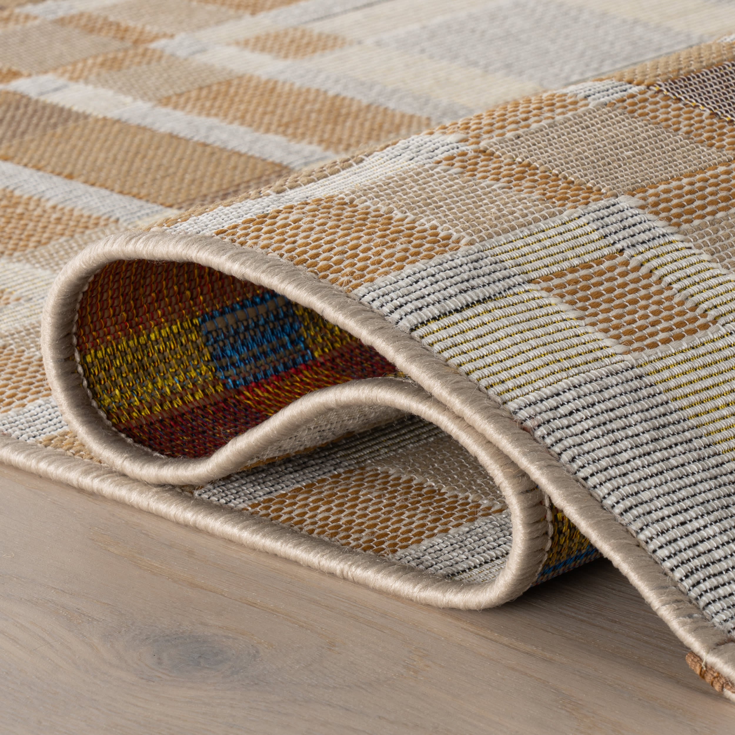 Mesael Modern Plaid Indoor/Outdoor Rug | Tan