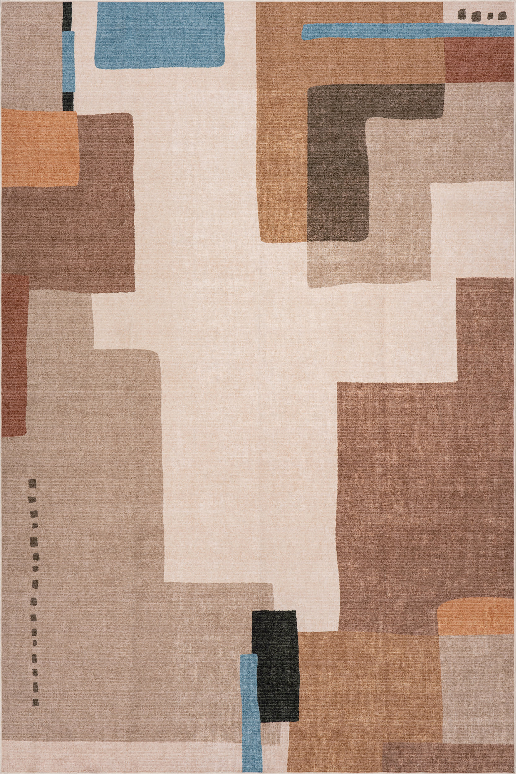 Enice Abstract Washable Rug | Brown Image secondaire du produit
