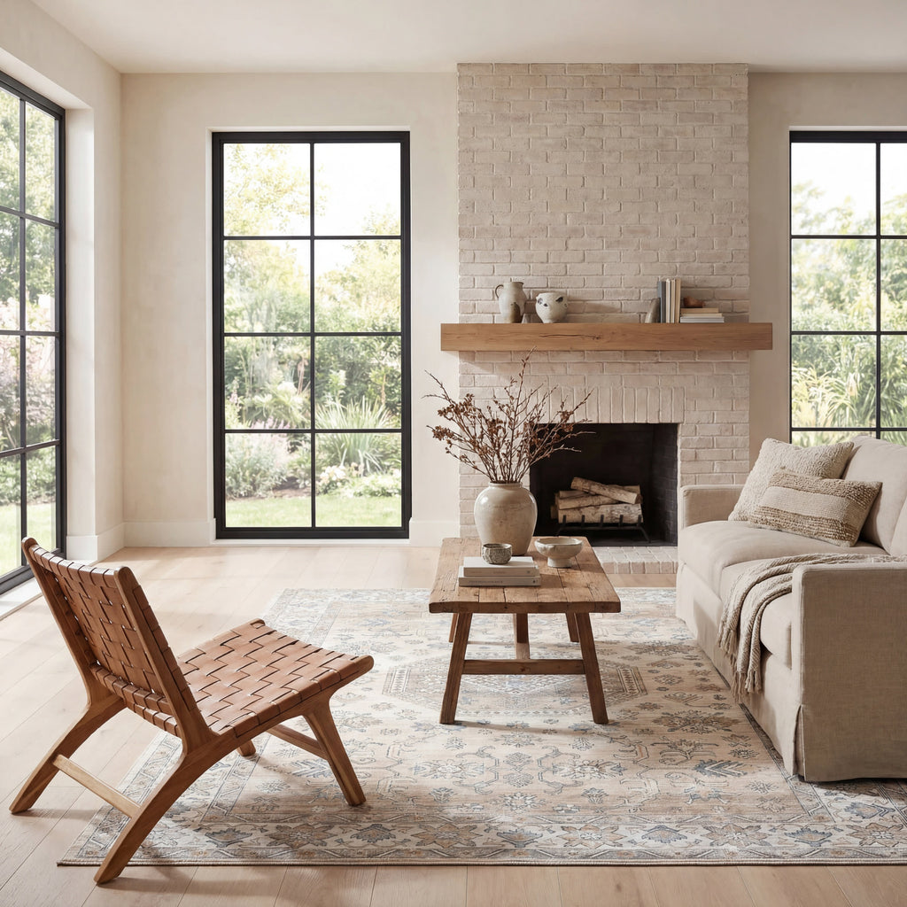 Timeless Charm Spill Proof Washable Rug | Beige