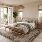 Sinikse Floral and Paisley Washable Rug | Beige