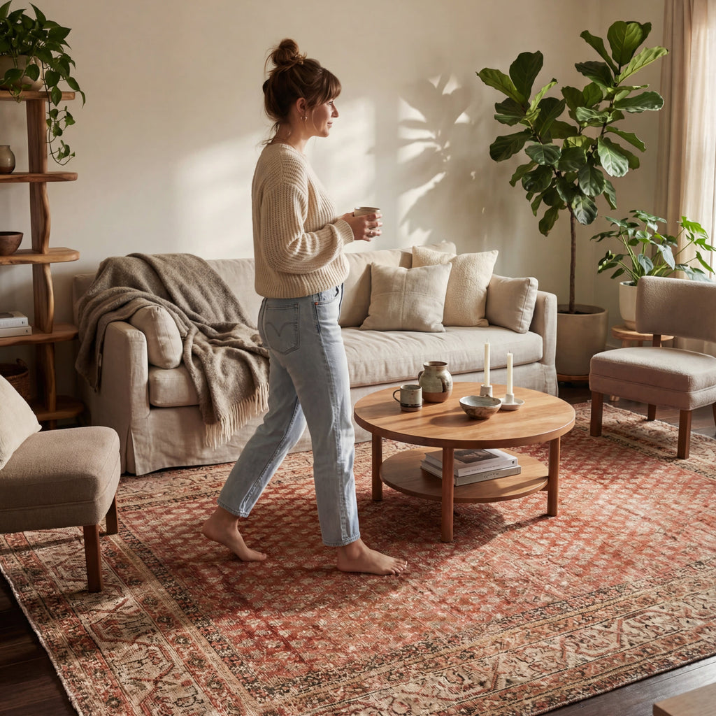 Melin Distresed Washable Rug | Orange