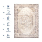 Burr Medallion Washable Rug | Cream