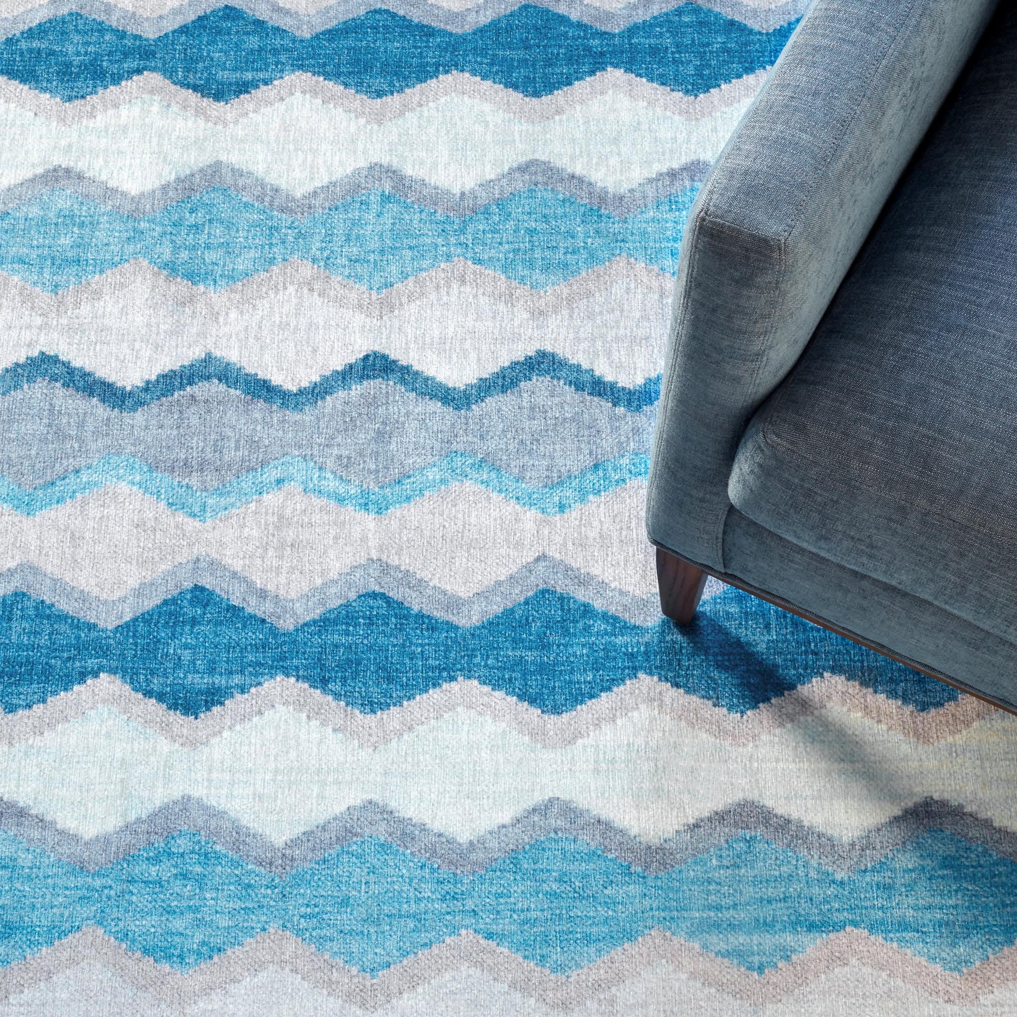 Safety Net Machine Washable Rug | Blue