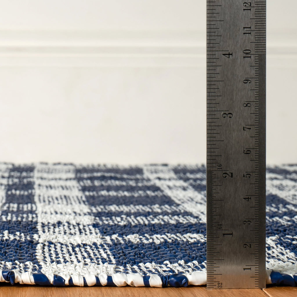 Tattersall Handwoven Indoor/Outdoor Rug | Navy