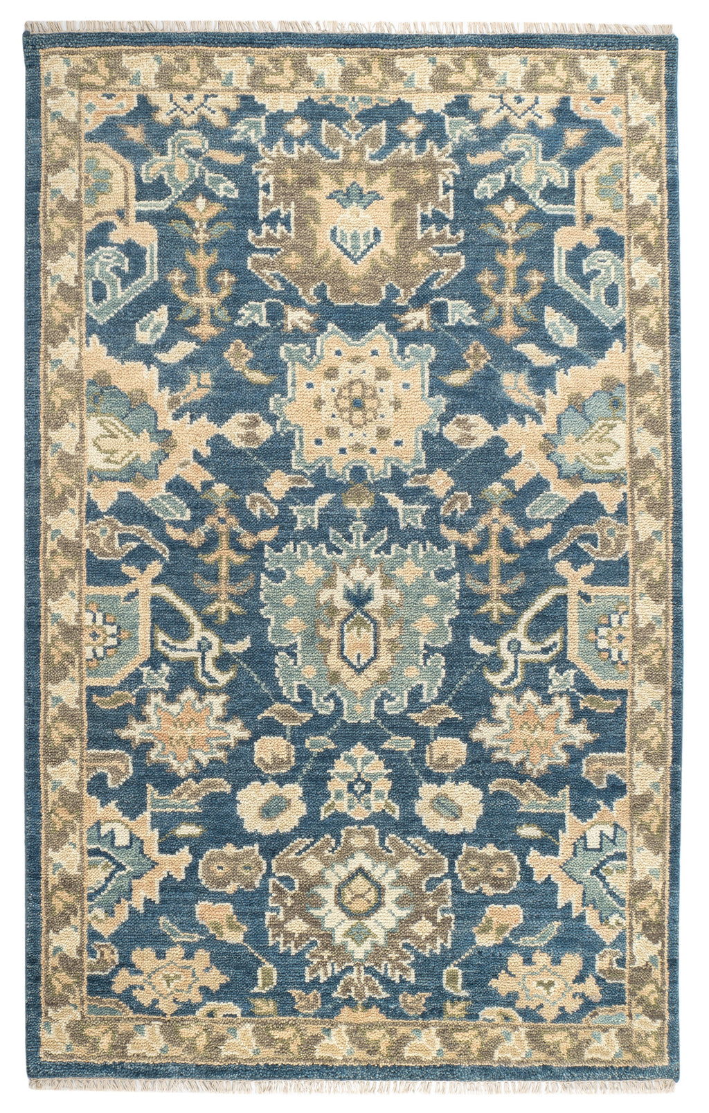 Camille Hand Knotted Wool Rug | Navy